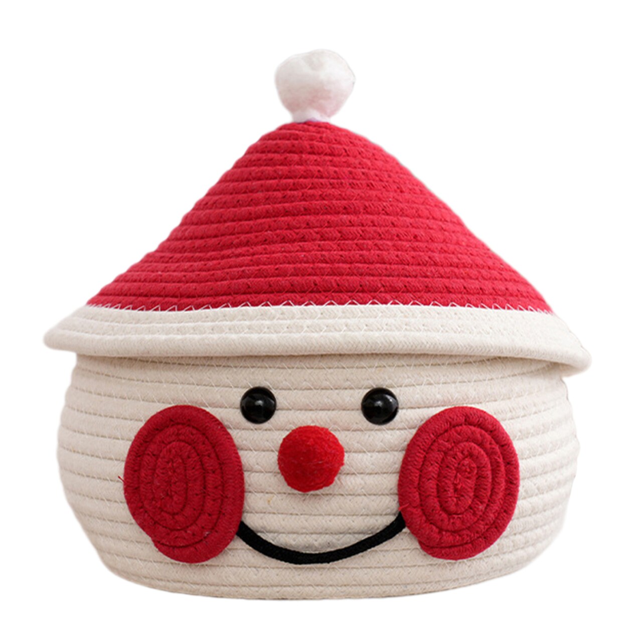 Christmas Woven Basket With Lid Snowman Xmas Tree Storage Bin Christmas Gift Container Organizer For Snacks Toys Living